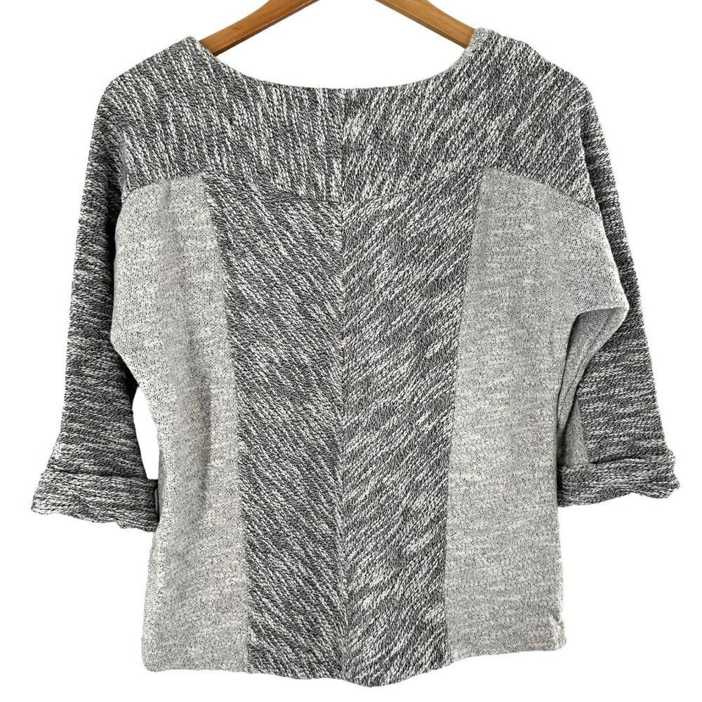 Club Monaco Gray Cotton Tweed Mixed Media Boxy Sweater Size Large - Picture 5 of 5